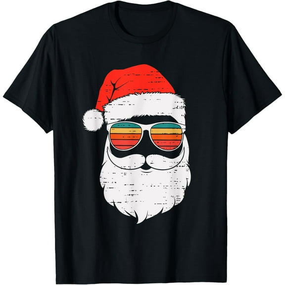 Retro Santa Face Sunglassed Christmas In July Summer Xmas T-Shirt TShirt