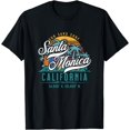 thumbnail image 1 of Retro Santa Monica California Sun Sand Surf Beach Palm Trees T-Shirt, 1 of 3