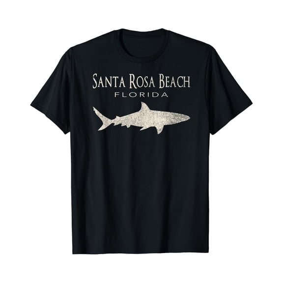 Retro Santa Rosa Beach Fl Shark T-Shirt , Vintage T-Shirt