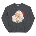 thumbnail image 1 of Retro Santa Sweatshirt, Cute Christmas Santa Sweater (Dark Heather, S), 1 of 1