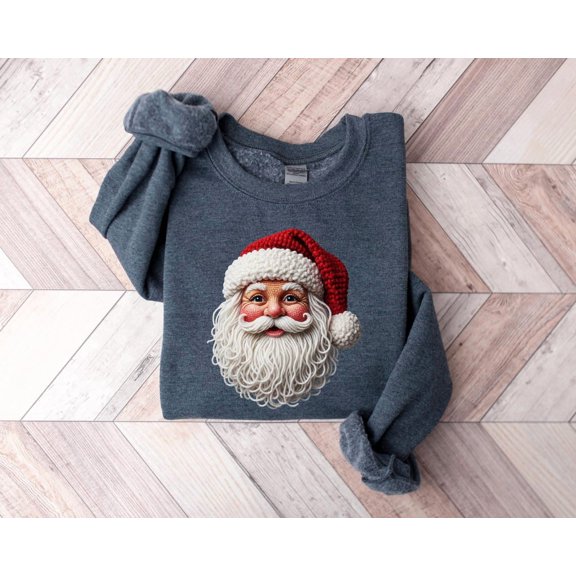 Retro Santa Sweatshirt, Faux Yarn season Sweatshirt, Vintage Sweatshirt, Santa season Tee, Cozy for Her, Cute Sweatshirt All Size S-5Xl