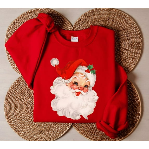 Retro Santa Sweatshirt, Vintage Santa Sweatshirt, Retro Christmas Santa, Holiday Clothing Women, Christmas Sweatshirt for Woman