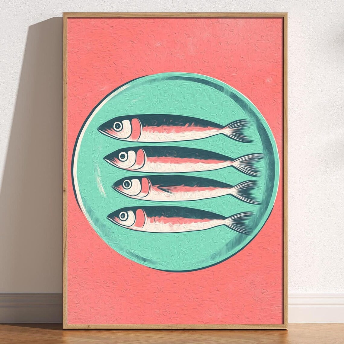 Retro Sardines Plate Print, Mid-Century Kitchen Wall Art, Bold Food ...