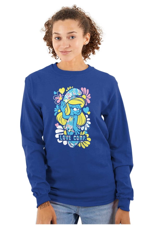 Retro Sassy Smurfette Love Corp Women's Long Sleeve T Shirt Brisco Brands L