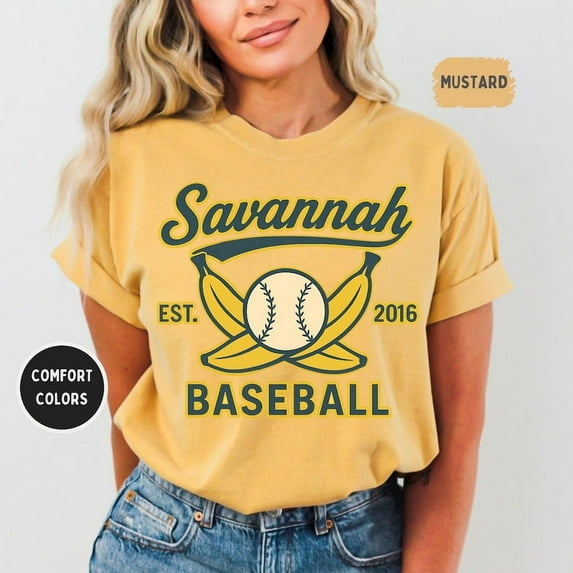 Retro Savannah Baseball T-shirt, Vintage Soft Tee, Unisex Comfort Colors Shirt, Banana fan gift, Summer Sports Top