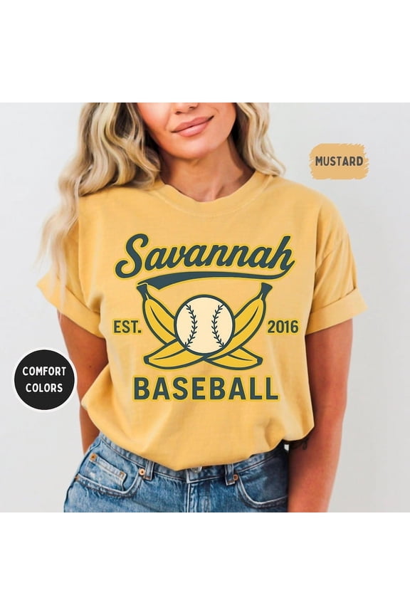 Retro Savannah Baseball T-shirt, Vintage Soft Tee, Unisex Comfort Colors Shirt, Banana fan gift, Summer Sports Top