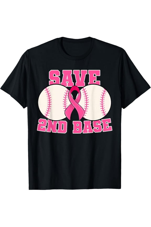 Retro Save Second 2nd Base Breast Cancer Survivor Funny Gifts Men Woman T-shirt