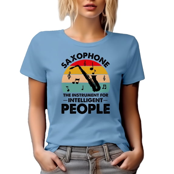Retro Saxophone, The Instrument for Intelligent People, Saxophonist or Sax Player, Baby Blue T-Shirt, 2XL