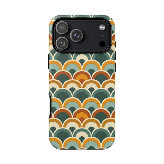 Retro Scallop Art Deco Pattern Case for iPhone 11 12 13 14 15 16 17 Pro Max Plus