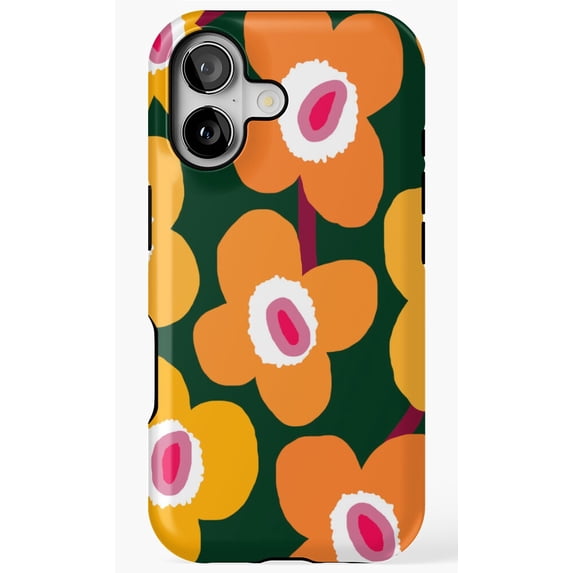 Retro Scandinavian Floral Orange Green Mid Century Modern Pattern Case Phone Case for iPhone 17 16 15 14 13 12 11 Pro Max