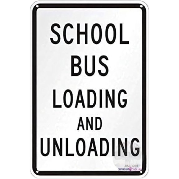Retro School Bus Loading Zone Metal Tin Sign, 8 x 12 Inch Vintage Transportation Wall Decor for Home, Bedroom, Kitchen, Bar, Coffee Shop or Dorm