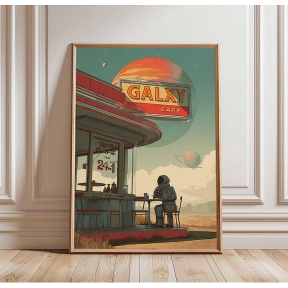 Retro Sci-Fi 70s Surreal Cosmic Futuristic Space Landscape Bedroom Art Unframed Paper Print