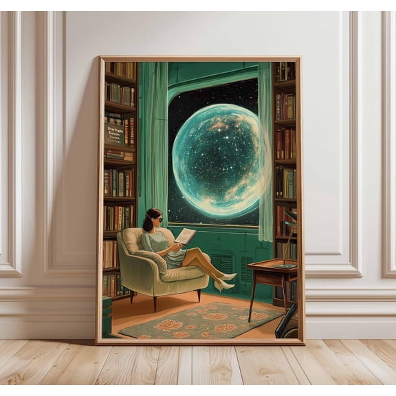 Retro Sci-Fi 70s Surreal Cosmic Futuristic Space Landscape Wall Art, Unframed Paper Poster 11x14in