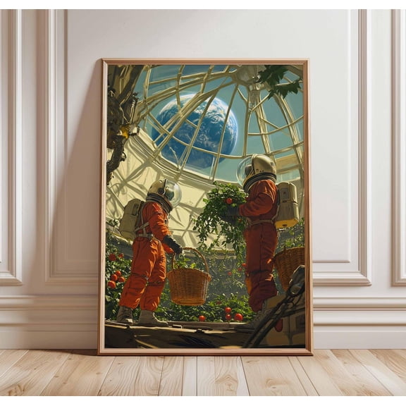 Retro Sci-Fi 70s Surreal Cosmic Futuristic Space Landscape Wall Art, Unframed Paper Poster 16x20in