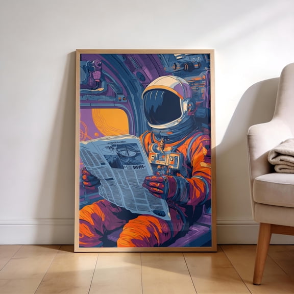 Retro Sci Fi Astronaut Space Art Poster Unframed Paper Print