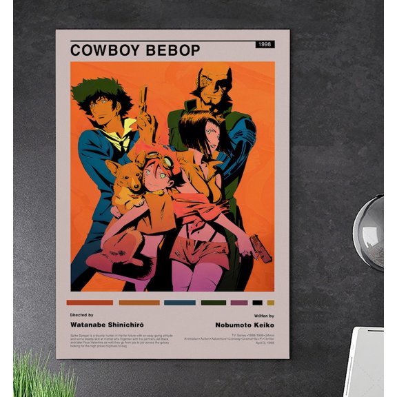 Retro Sci Fi Bounty Hunter Crew Cowboy Bebop Anime Poster Print Wall Art Decor 24x36 UNFRAMED