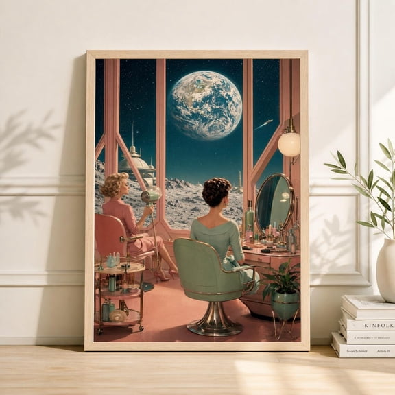 Retro Sci-Fi Hair Salon Wall Art Print, Unframed Paper Poster 8x10in