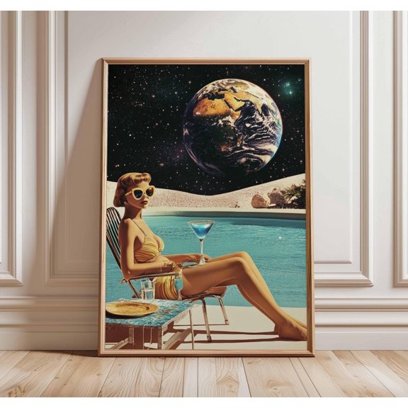 Retro Sci-Fi Landscape Poster, Unframed Paper Poster 8x10in