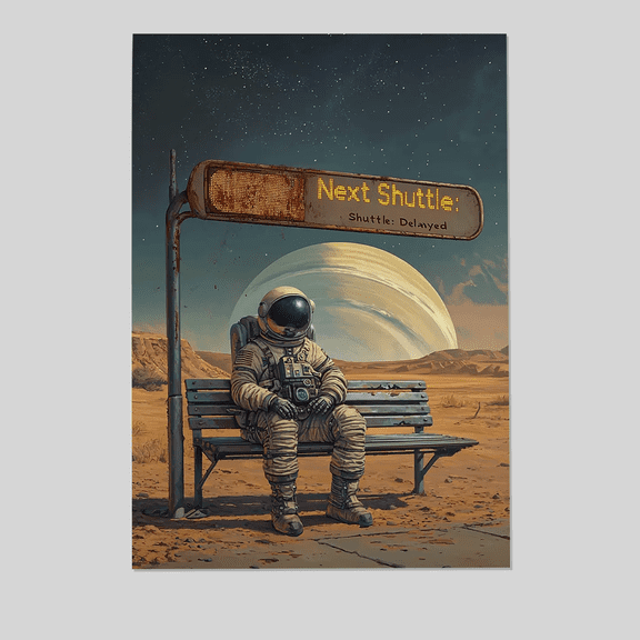 Retro Sci-Fi Poster, 70s Surreal Cosmic Decor, Futuristic Space Poster, Vintage Landscape Print, Space Artwork for Bedroom Full Size 24''x36'' The Future Box