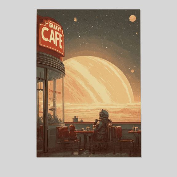 Retro Sci-Fi Poster, 70s Surreal Cosmic Decor, Futuristic Space Poster, Vintage Landscape Print, Space Artwork for Bedroom, Living Room Full Size 24''x36'' The Golden Shop