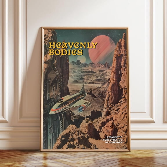 Retro Sci-Fi Space Exploration Vintage Spaceship Poster, Unframed Paper Poster 8x10in