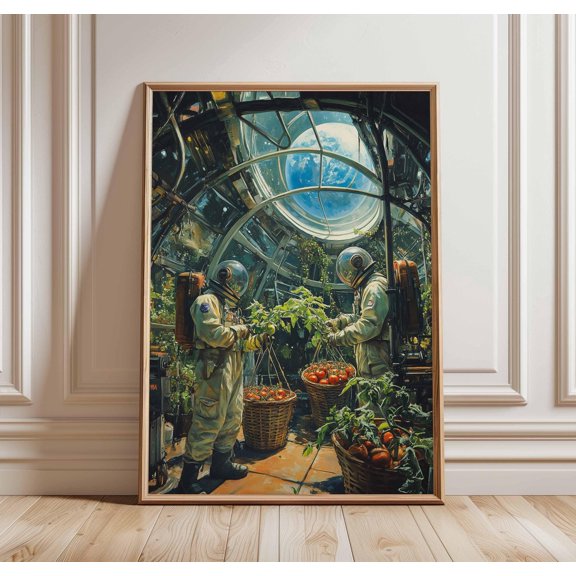 Retro Sci-Fi Space Print, 70s Cosmic Landscape Poster, Poster Only