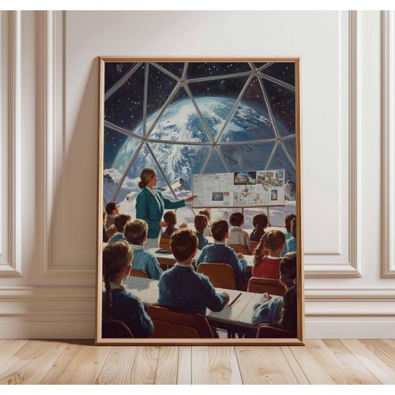 Retro Sci Fi Surreal Classroom Poster Unframed Paper Print