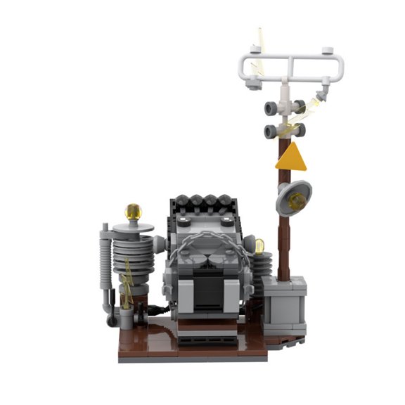 Retro Sci-fi Laboratory Machine Building Block Model, Small Particle Assembly Scene Building Toy