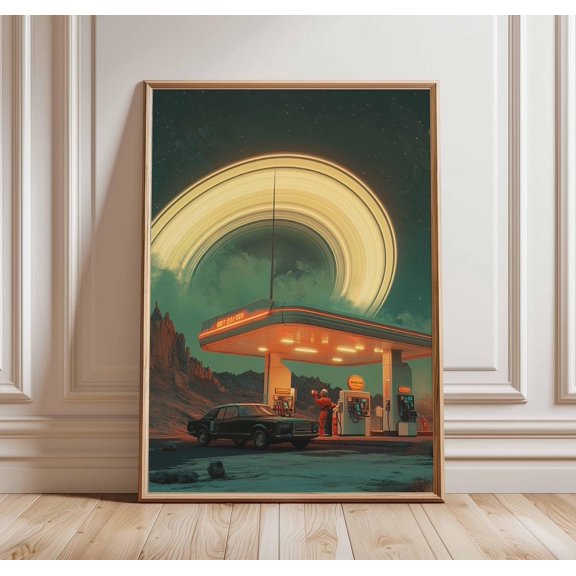 Retro SciFi Print 70s Cosmic Landscape Space Art 1