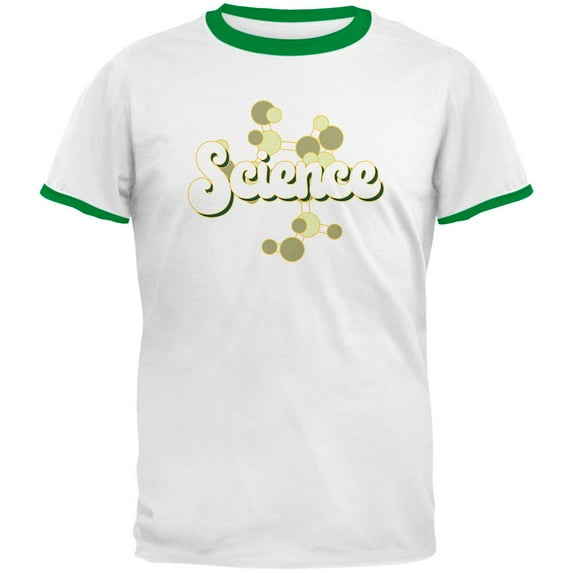 Retro Science Nerd Mens Ringer T Shirt White-Kelly MD