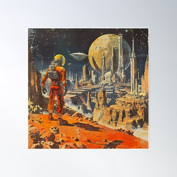 Retro Scifi Art Poster Wall Art, Modern Wall Decor, 16x16 UNFRAMED