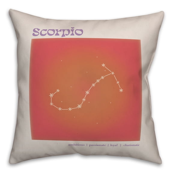 Retro Scorpio Horoscope 18x18 Spun Poly Pillow