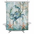 thumbnail image 1 of Retro Sea Crabs Bathroom Shower Curtain, Sea Stars Corals Ocean Animals Waterproof Washable Soft Bath Curtain for Bathtub Decor with 12 Hooks&Grommet, 66x72 Inch, 1 of 9