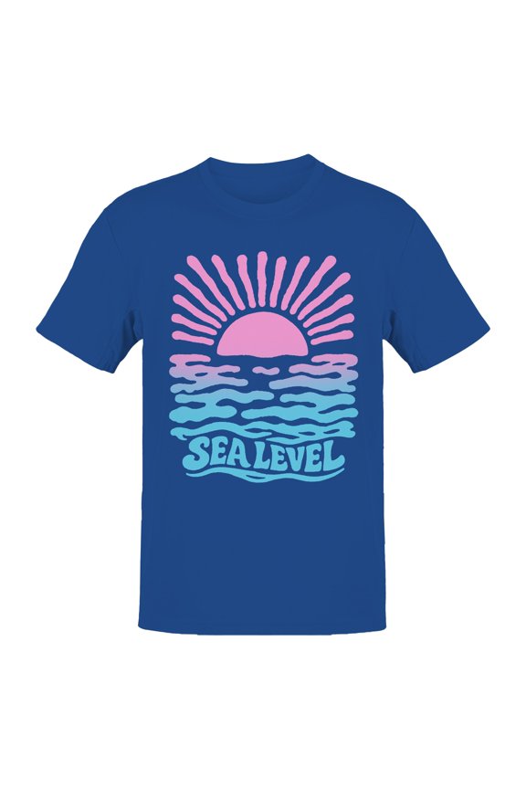 Retro Sea Level Sunset Design Men's T-shirt Blue