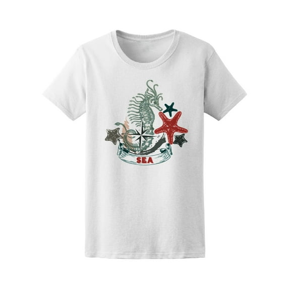 Retro Sea Seahorse And Starfish T-Shirt Men -Image by Shutterstock, Male XX-Large
