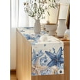thumbnail image 1 of Retro Sea Stars Shells Eucalyptus Leaves Table Runner 13x48in Non-Slip Cotton Linen Table Runners, Marine Life Dresser Scarves TableRunner for Dinner Kitchen Dining Wedding Party, 1 of 9