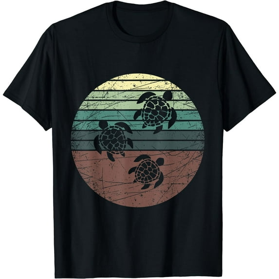 Retro Sea Turtle T-Shirt Black 3X-Large