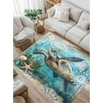 thumbnail image 1 of Retro Sea Turtles Area Rug for Bedroom 2.7x5 Ft Oceans Sea Stars Corals Super Soft fuzzy Throw Rug Non-Slip Fluffy Plush Indoor Floor Carpet for Living Room Nursery Home Decor, 1 of 8