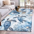 thumbnail image 1 of Retro Sea Turtles Area Rugs 3x5 ft Ocean Sea Star Corals Animals Washable Rug Non Slip Indoor Carpet Absorbent Floor Mat for Living Room Bedroom Dining Room, 1 of 9