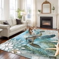 thumbnail image 1 of Retro Sea Turtles Large Area Rugs 6x9 ft Ocean Sea Stars Corals Animal Washable Rug Non Slip Indoor Carpet Absorbent Floor Mat for Living Room Bedroom Dining Room, 1 of 9