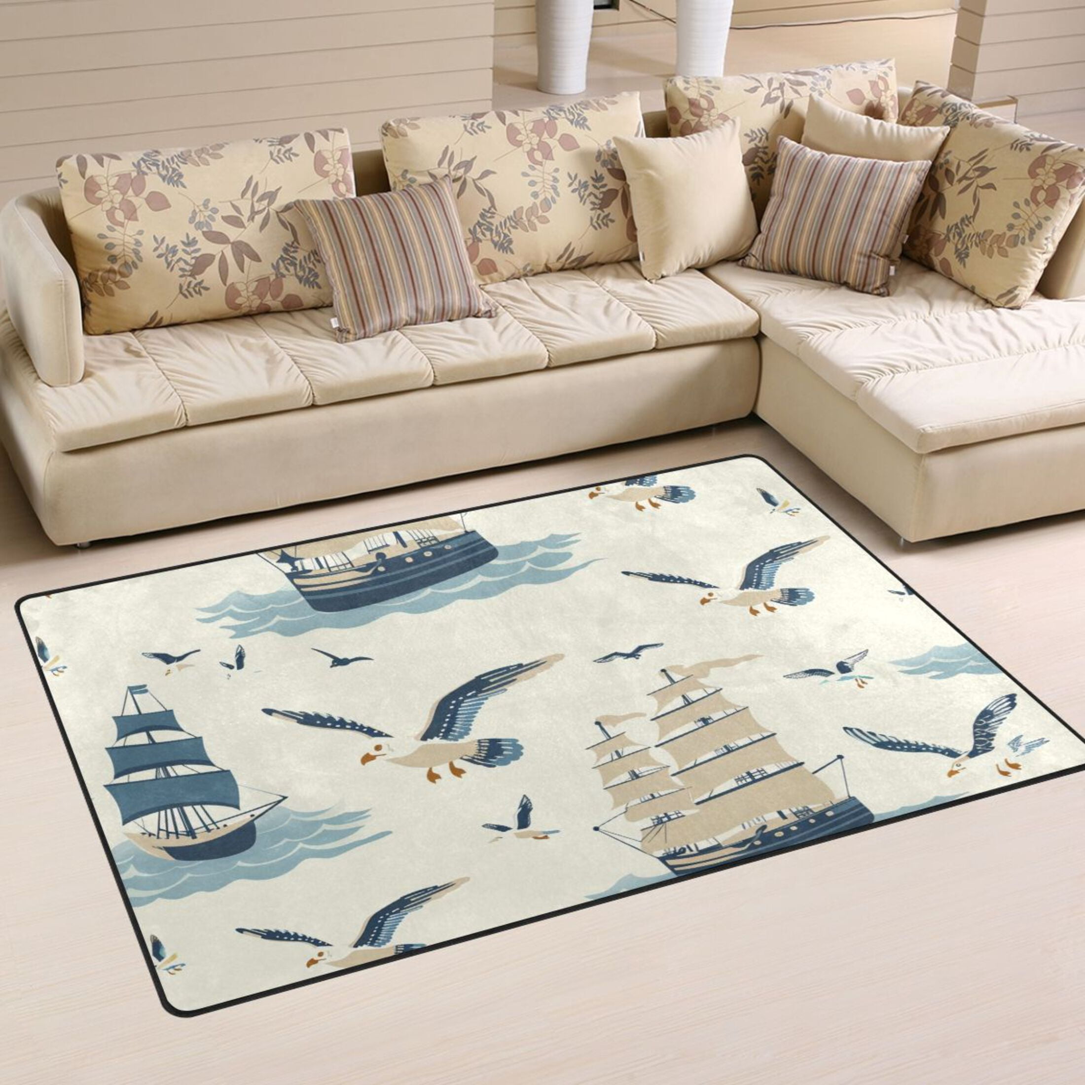 Seagull Print Pattern Floor Mat