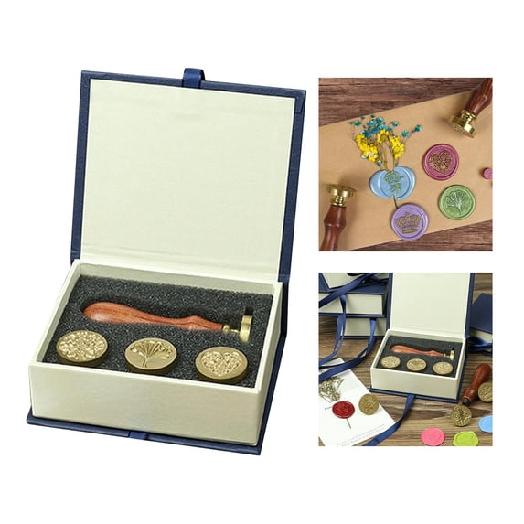 Retro Sealing Stamp Set, w/ Wooden Handle & , for Wedding Invitations Card Decoration Gift - Style 2