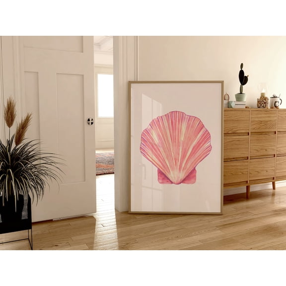 Retro Seashell Coastal Wall Art Beach House Decor, Unframed Paper Print Size 8x12