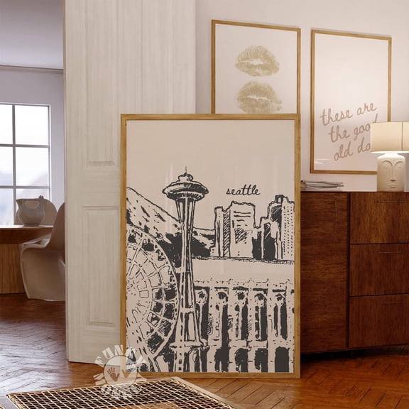 Retro Seattle City Travel Wall Art Unframed Paper Print