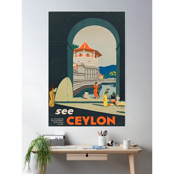 Retro See Ceylon Poster Wall Art, Modern Wall Decor For Living Room Bedroom, 12x18 UNFRAMED