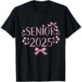 thumbnail image 1 of Retro Senior 25 Class Of 2025 Graduation Coquette Pink Bow T-Shirt, 1 of 4