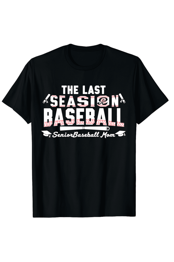 Retro Senior Baseball Mom T-Shirt The Last Season Sports Fan Graphic Tee Graduation Gift for Women
