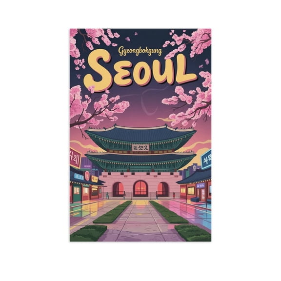 Retro Seoul City Poster Vintage Korean City Tourism Art for Walls Print Poster