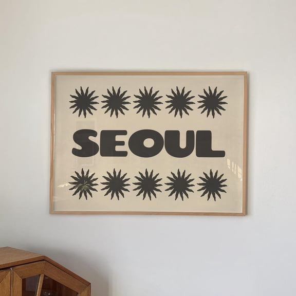 Retro Seoul Print: Korean Apartment Decor, Bold Typography UNFRAMED PAPER POSTER, Home Decor, Vintage Gift, Living Room Dercor
