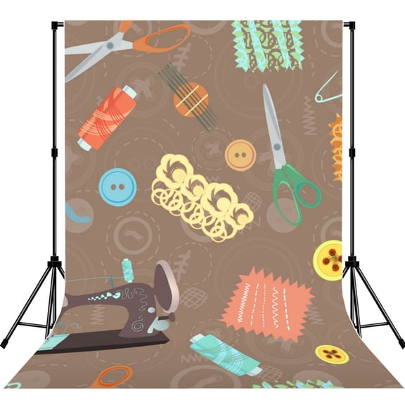 Retro Sewing Accessories Scissors Vintage Photography Backdrop 5x7Ft Background for Photo Studio Video Recording Birthday Party Wedding Home Decor